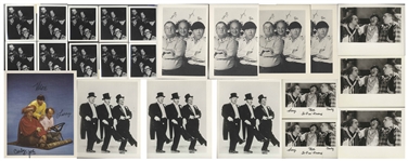 Large Lot of 119 Promotional Photos of Moe Howard & The Three Stooges -- Most Measure 4'' x 5'' With Either Curly or Shemp, Though Besser & Curly Joe Are Included in Some -- Most Are Near Fine